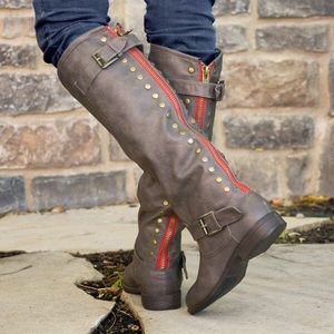 Journee Collection ‘Spokane' Red zipper boot